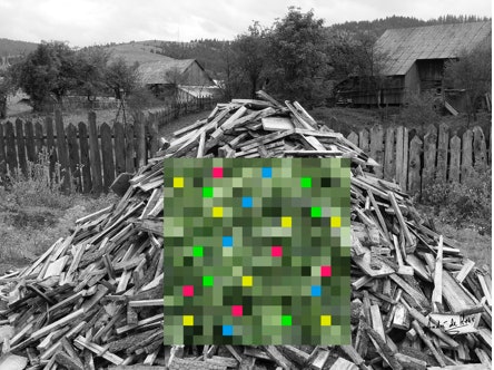 Woord cleaved Roumania with colour sheme